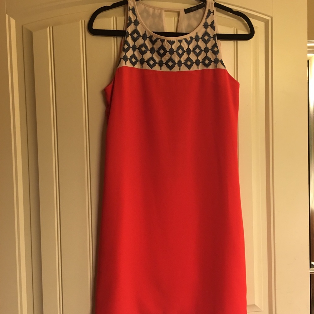 THML dress - coral with navy stitching